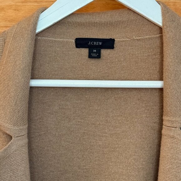 J Crew Eloise Sweater Blazer Camel Brown Cardigan Cotton Women's size M - Picture 3 of 6